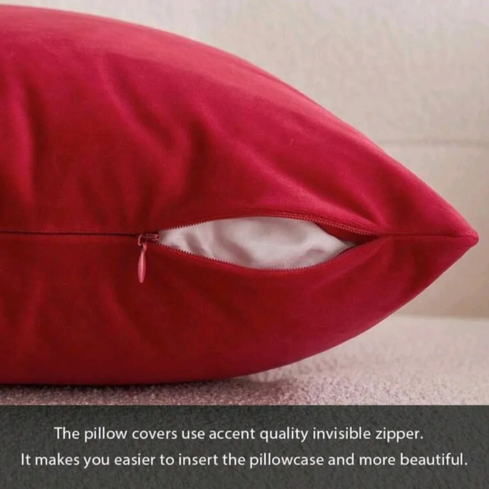 Festive Velvet Red Throw Pillow Cover